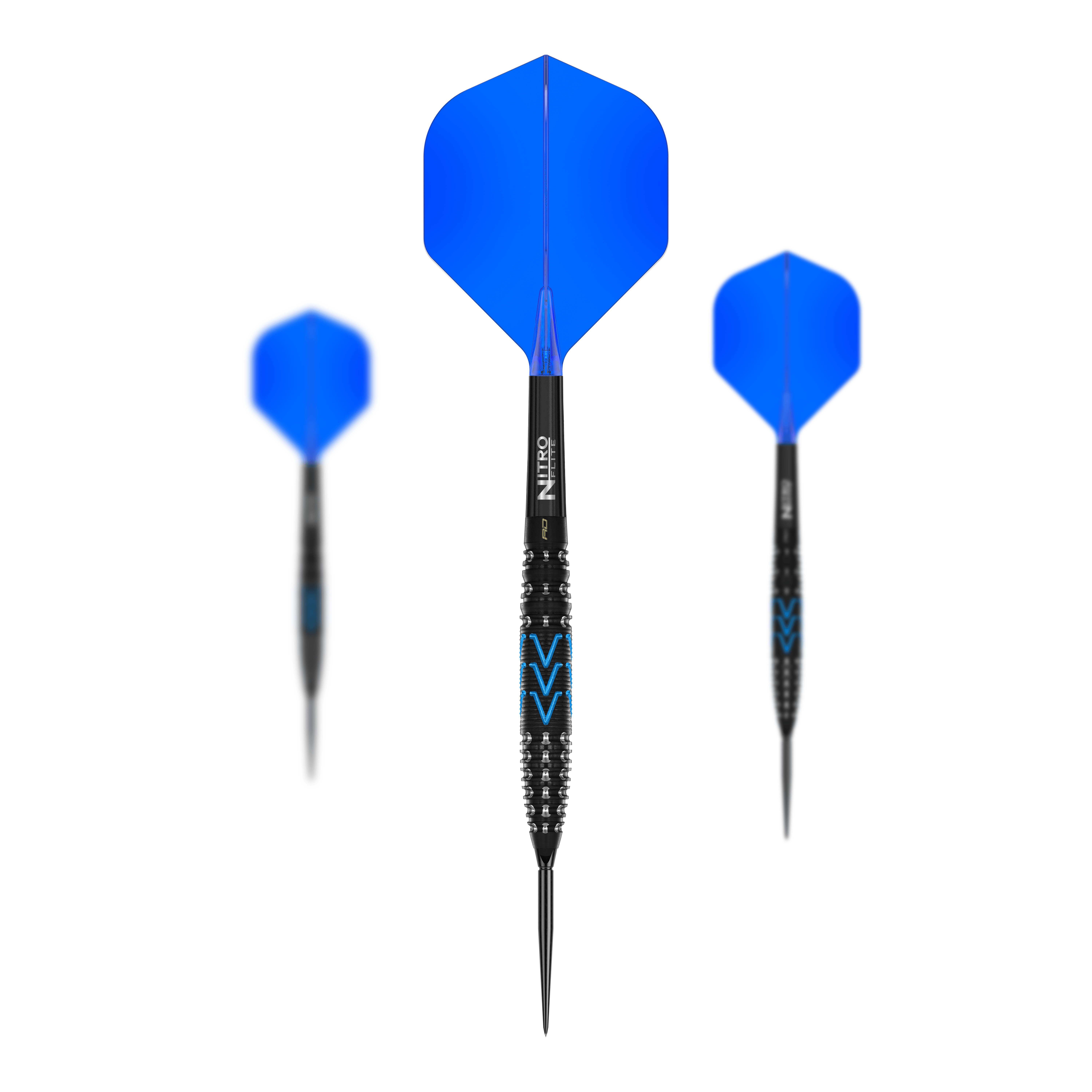 Das Bild zeigt ein Set der Red Dragon AMP Torpedo Switch Point Steeldarts. Es handelt sich um ein komplettes Dart-Set für Profis und Einsteiger.